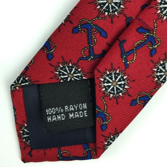 Utopia Men's Tie Handmade Red Anchor Compass Nautical Novelty Necktie 56" - Picture 5 of 8